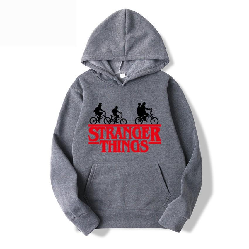 Stranger Things Herbst-Print Anime Hoodie Fleece Sweatshirt Kawaii Hoodies Jacke Jungen Pullover Y2k Sudadera Kinderkleidung Mädchen XXL dunkelgrau
