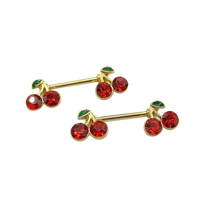 1 Stücke Süße Nette Kirsche Zirkon Brust Ring Für Frauen Körper Piercing Schmuck Sexy Metall Nippel Ring Brust Piercing Ornament