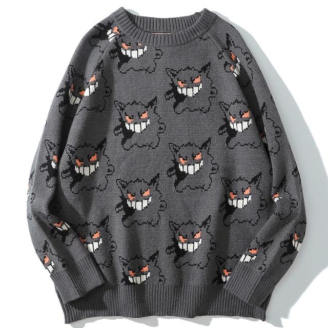 Pullover Männer Harajuku Gengar Hip Hop Streetwear Männer Kleidung Spandex Pullover Oansatz Oversize Mode Lässig Paar Männliche Pullover XL schwarz