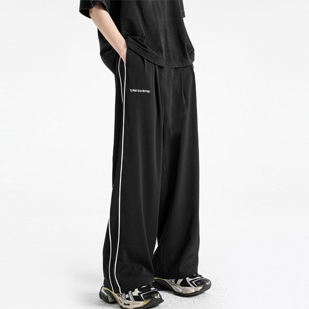 Männer Vintage Y2K Baggy Casual Größe Streifen Jogginghose Sommer Cargo Japan Track Hosen Koreanische Herbst Kleidung Streetwear Hosen L schwarz