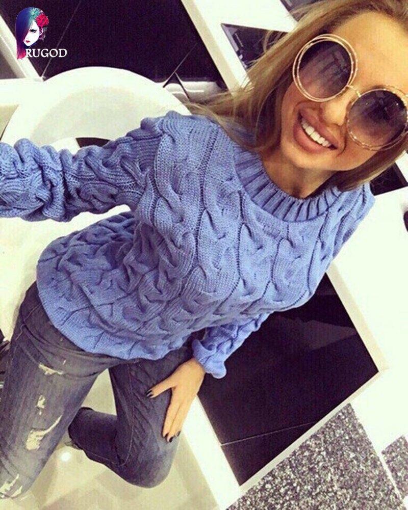 Frühling Herbst Candy Farbe Twist Pullover Frauen Herbst Winter Lange Hülse O-ansatz Pullover Pullover Weibliche Casual Strickwaren Jumper Dame One Size hellblaue