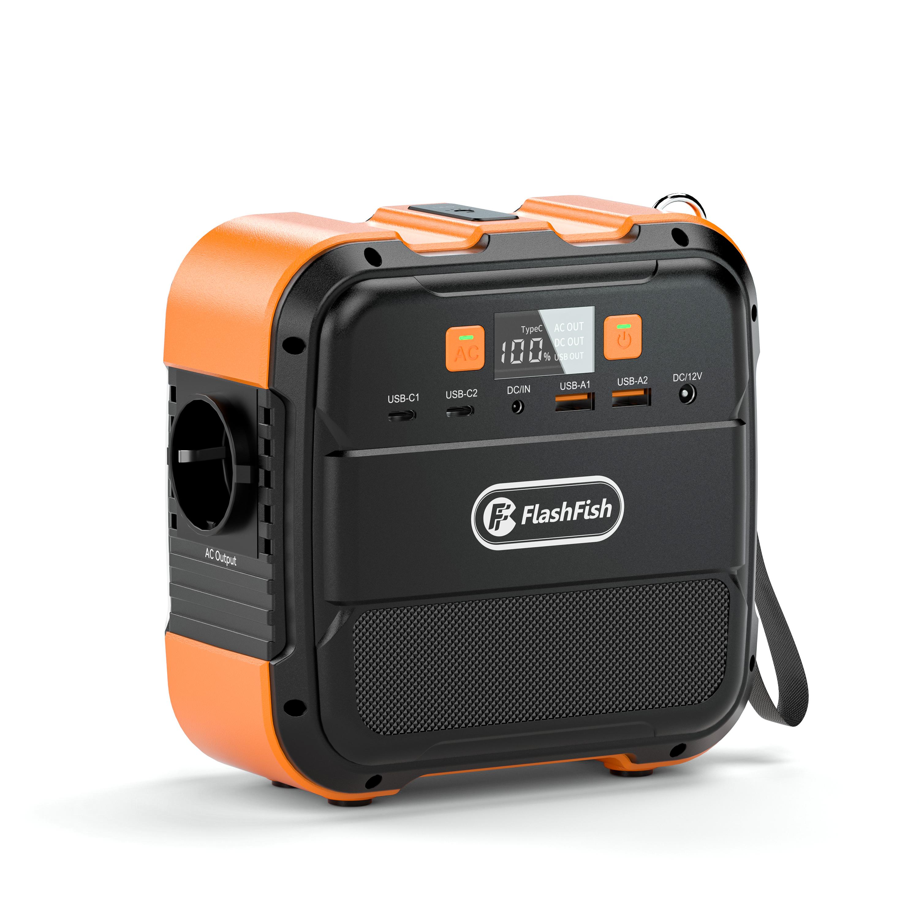 Flashfish A101 120W 97,68Wh 26400mAh Tragbare Powerstation Notstromversorgung Solarstromgenerator für Outdoor-Reisen Camping Zuhause schwarz
