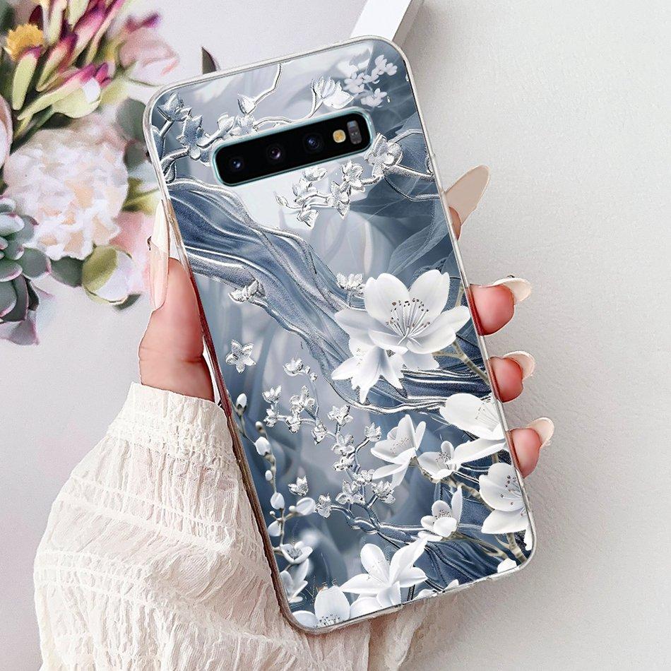 Für Samsung Galaxy S10+ S10 S10e Elegante Blume Schmetterling Handyhülle Für Samsung S10e S10 Plus S 10 4G Weiche Silikon TPU Hüllen S10 (S10 4G)