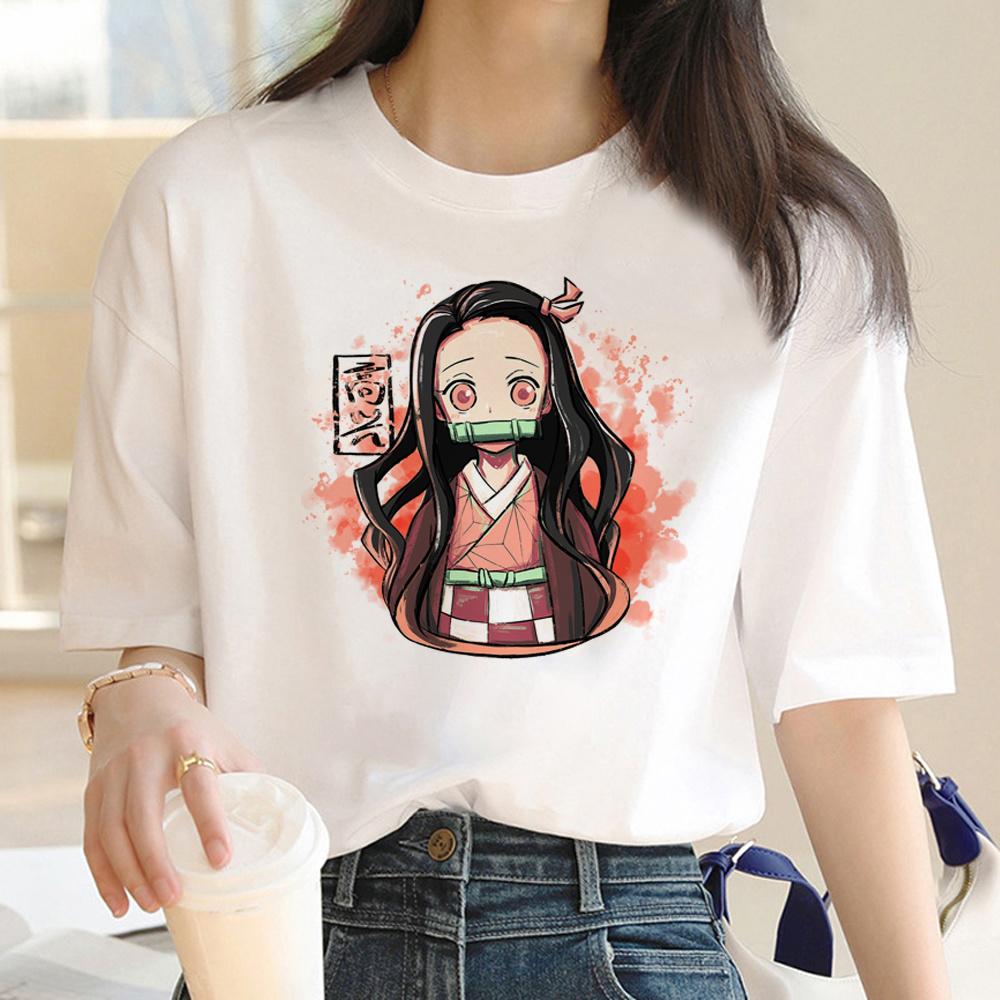Demon Slayer Kimetsu No Yaiba T-Shirts Damen Grafik Harajuku Manga T-Shirts Mädchen Japanische Streetwear Y2K Kleidung XS