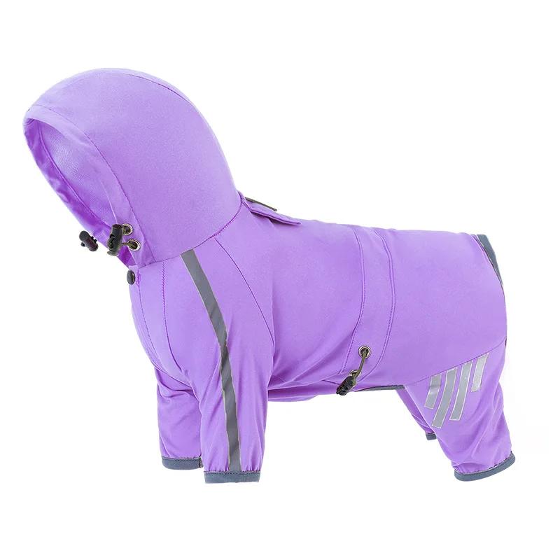 Wasserdichte Haustierkleidung Welpen-Regenmantel für kleine und mittelgroße Hunde Katzen Hoodies Reflektierende Shih Tzu-Overalls Chihuahua Mops Regenmäntel M violett
