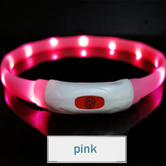 LED-Hundehalsband mit Licht, wiederaufladbar über USB, leuchtendes Halsband, Anti-Verlust/Autounfall, Sicherheit, Welpenhalsband, LED-Hundezubehör, Heimtierprodukte S rosa