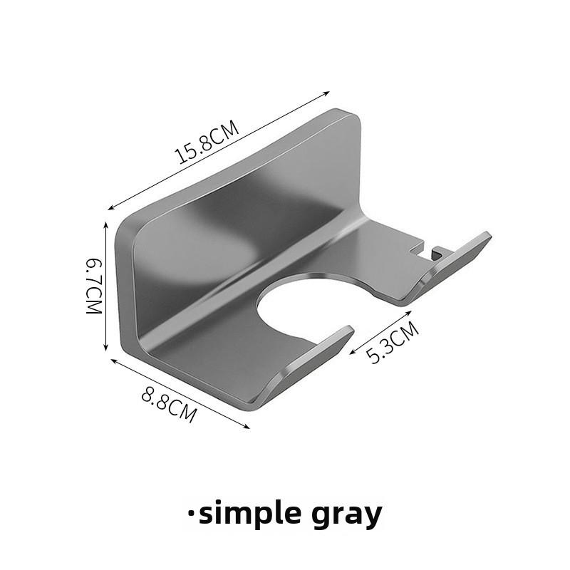 Haartrocknerhalter fürs Badezimmer zur Wandmontage, Haartrockner-Organizer, Aufbewahrungsregal ohne Bohren, Föhnregal fürs Badezimmer Simple graue