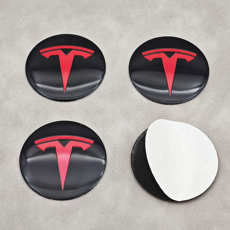 4 Stück 56mm Auto Kappe Nabenkappe Logo Hochwertiger Aufkleber für Model 3 Y S X Personalisierte Autoaufkleber Autozubehör