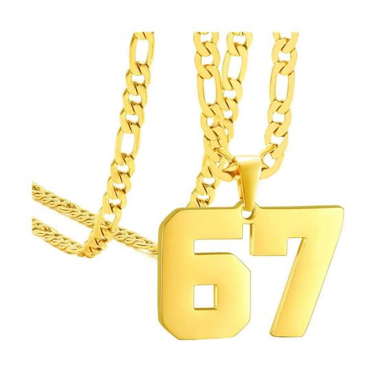 Nummer 67 Anhänger Halskette Herren Väter Halskette Hypoallergener Schmuck Brüder Basketball Edelstahl Geschenk goldgelb