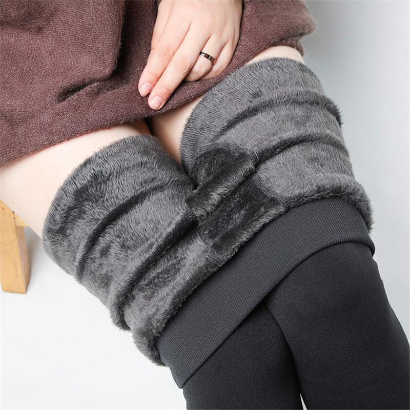 Warme Leggings Nessaj Plus Size mit Samt Winterhose Casual Leggings Damen Sexy Leggings XXXL grau