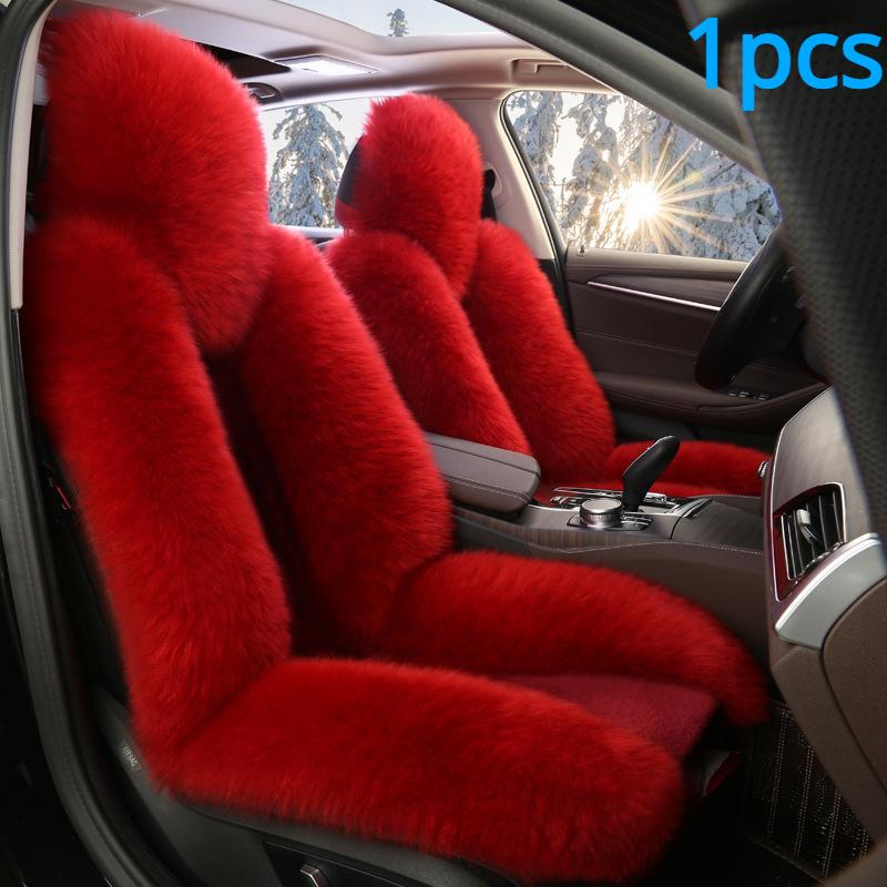 1PC Schaffell Fell Auto Abdeckung Universal Wolle Auto Kissen Vorne Auto Sitz Abdeckung Auto Zubehör Auto Auto-styling auto Innen Weihnachten Geschenk Seat cushion sets of rot