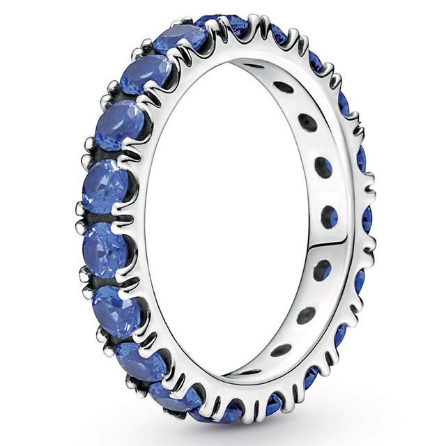 Authentischer 925 Sterling Silber Ring Rose Row Eternity Ring mit Kristall für Damen Modeschmuck 9
