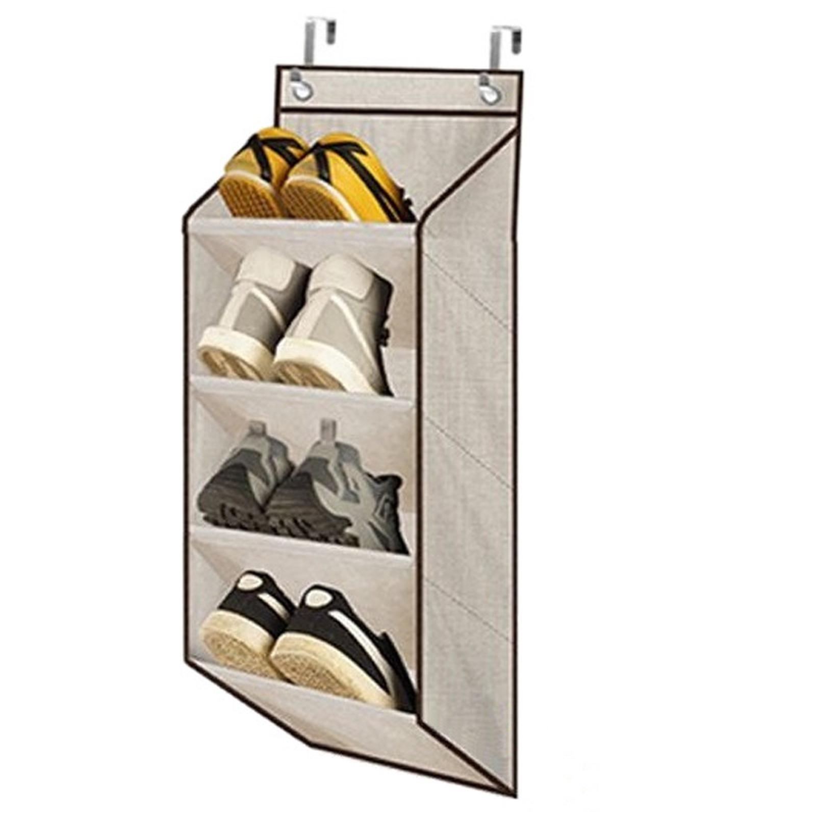 Über Tür Schuh Organizer Hängendes Regal Mehrschichtig Platzsparend Wandmontiert Faltbares Schuhaufbewahrungsregal für Wohnheim Wohnung Kleine Enge Tür one size beige