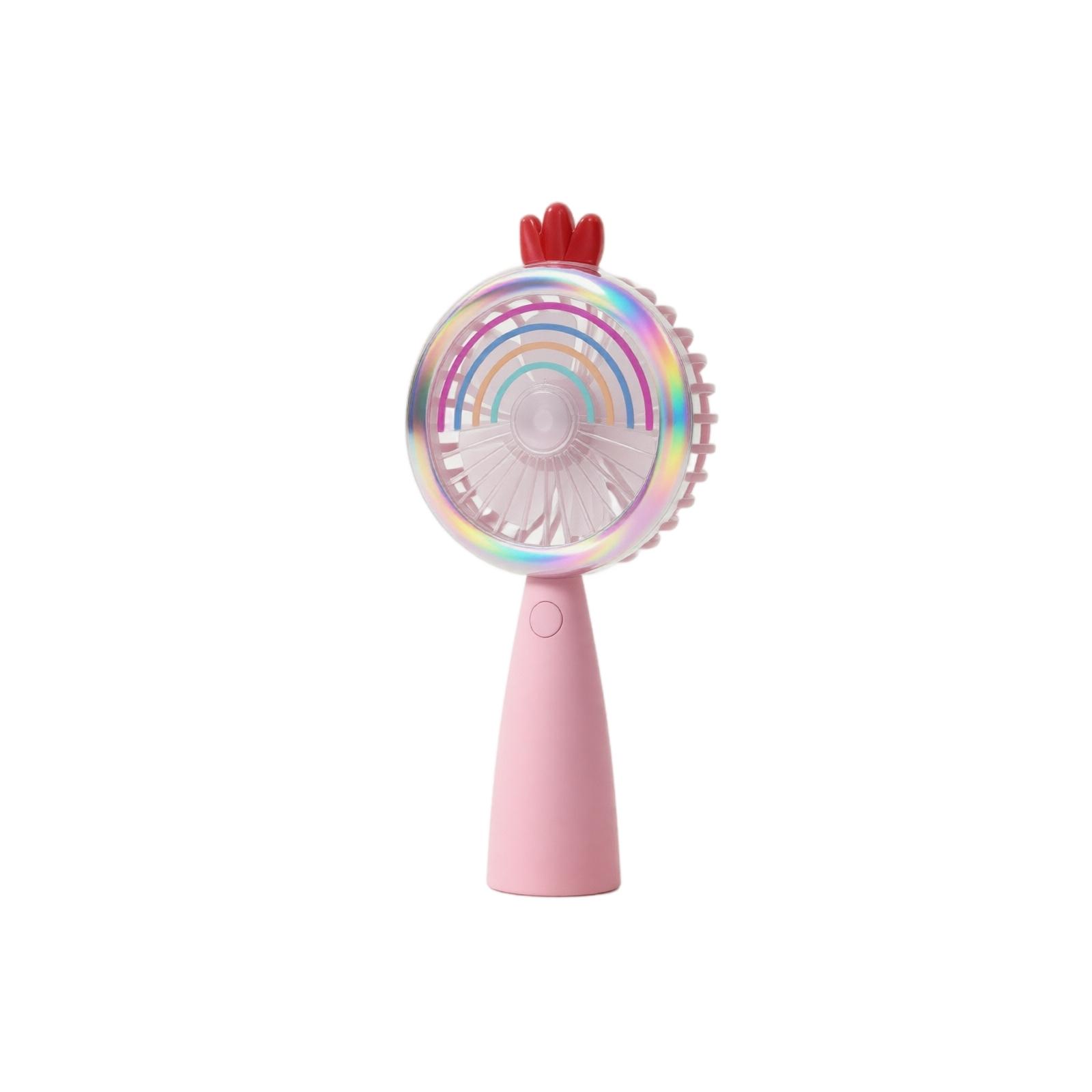 Niedlicher Handventilator in Form mit bunten LED-Leuchten - USB-wiederaufladbarer kleiner persönlicher Ventilator für Zuhause, Outdoor, Reisen one size rosa