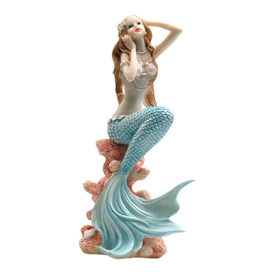 Yousheng Aquarium Landschaftsgestaltung Meerjungfrau Ornament Dekorative Wasserpflanzen Harz Wohnzimmer Aquarium Simulation B gray