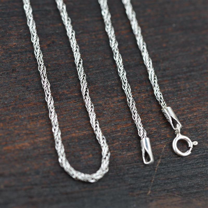 Thai Silber Retro Seil Halsketten Für Frauen S925 Sterling Silber Lange Kette Weben Halsketten Echt Silber Kreuz Halskette Jewery 60cm gray