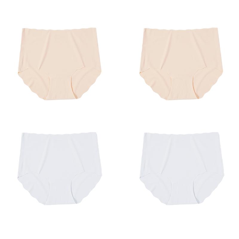 1/4 Stück Damen Slips mit hohem Bund Übergröße Eisseide Nahtlose Slips Damen Weiche Unterhosen XL bunt