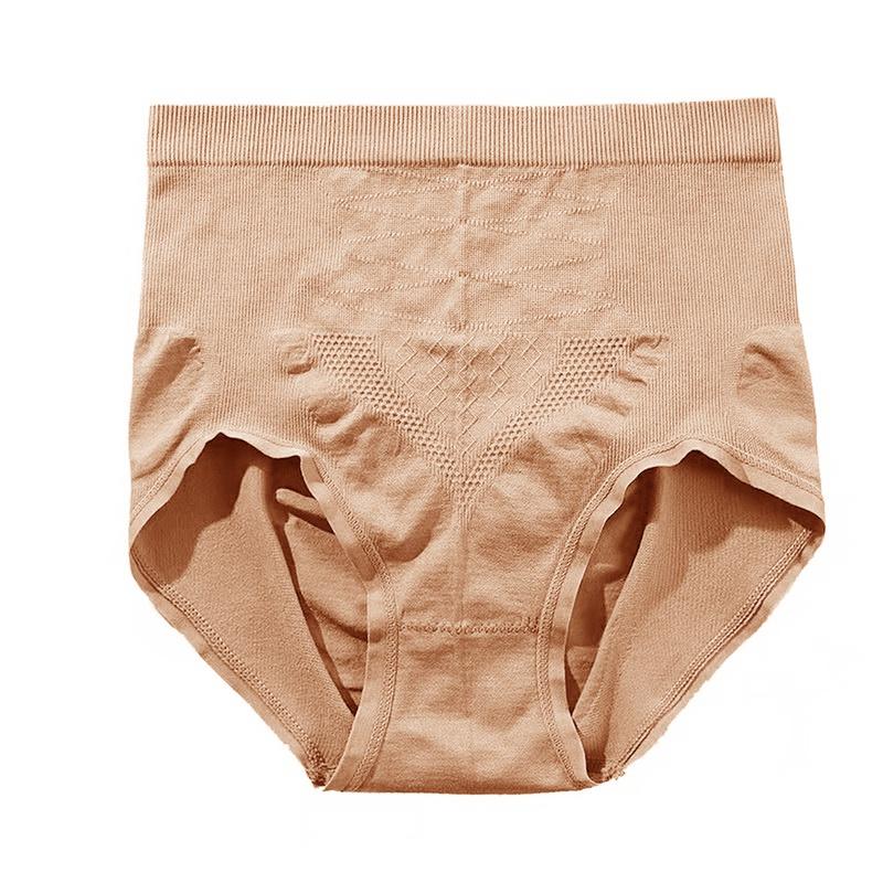 Damen-Unterwäsche, atmungsaktiv, hohe Taille, körperformende Höschen, weibliche Fitness-Workout-Hose, hohe elastische Kontrolle, kurze Unterwäsche zur Bauchkontrolle L beige