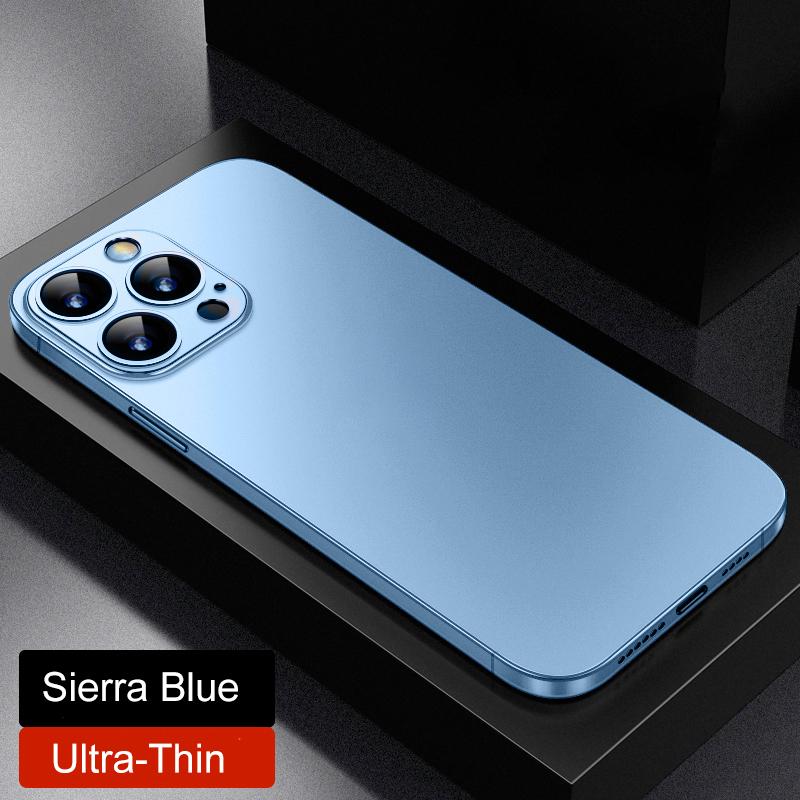 Luxuriöse, ultradünne, weiche Hülle für iPhone 16 15 14 Plus 13 12 Mini 11 Pro Max X XR XS SE 7 8 Plus, matt, schlank, durchscheinend, stoßfeste Stoßstangenabdeckung For iPhone 14 Plus blau