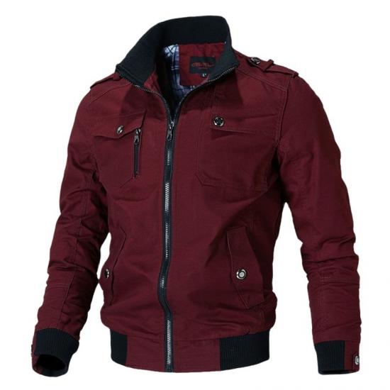 Herrenjacke Lässige Mode Außenjacke Herrenjacke Herren Frühling Herbst 2024 Neu Aufstehen Schlanke Militärische Bomberjacke Herren XXL wein rot