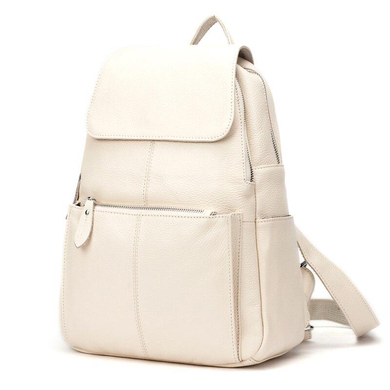 Zency Fashion Damen-Rucksack aus weichem Echtleder, groß, Qualität A+, Damen-Reiserucksack, Schultasche beige