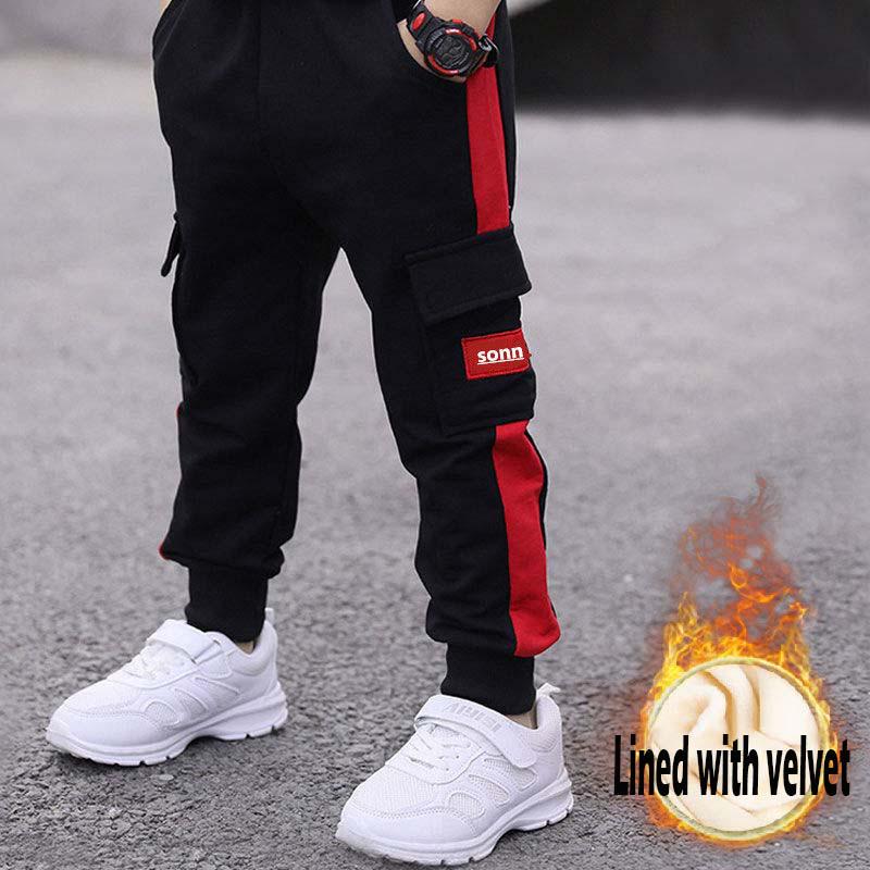Winter Jungen Hosen Verdicken Jungen Warme Plüsch Kinder Hosen Elastische Taille Sport Hosen für Kinder 160