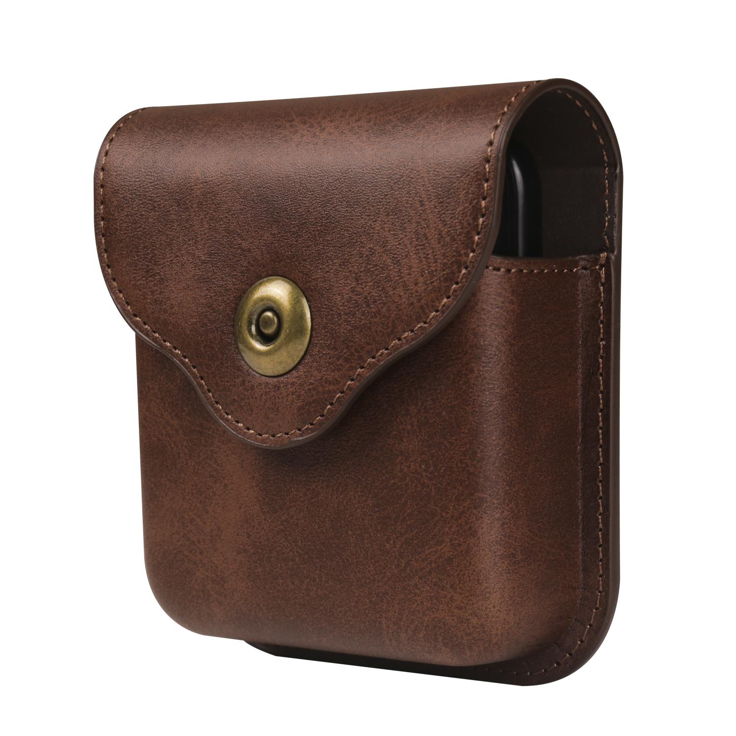 Luxus Leder Gürtelclip Handyhülle Herren Hüfttasche Hülle Für Samsung Z Flip6 Flip5 Moto Razr Oppo Vivo Tecno Honor Galaxy Flip 6 5 4 3 5G Holster Tasche Samsung Galaxy Z Flip 5 braun