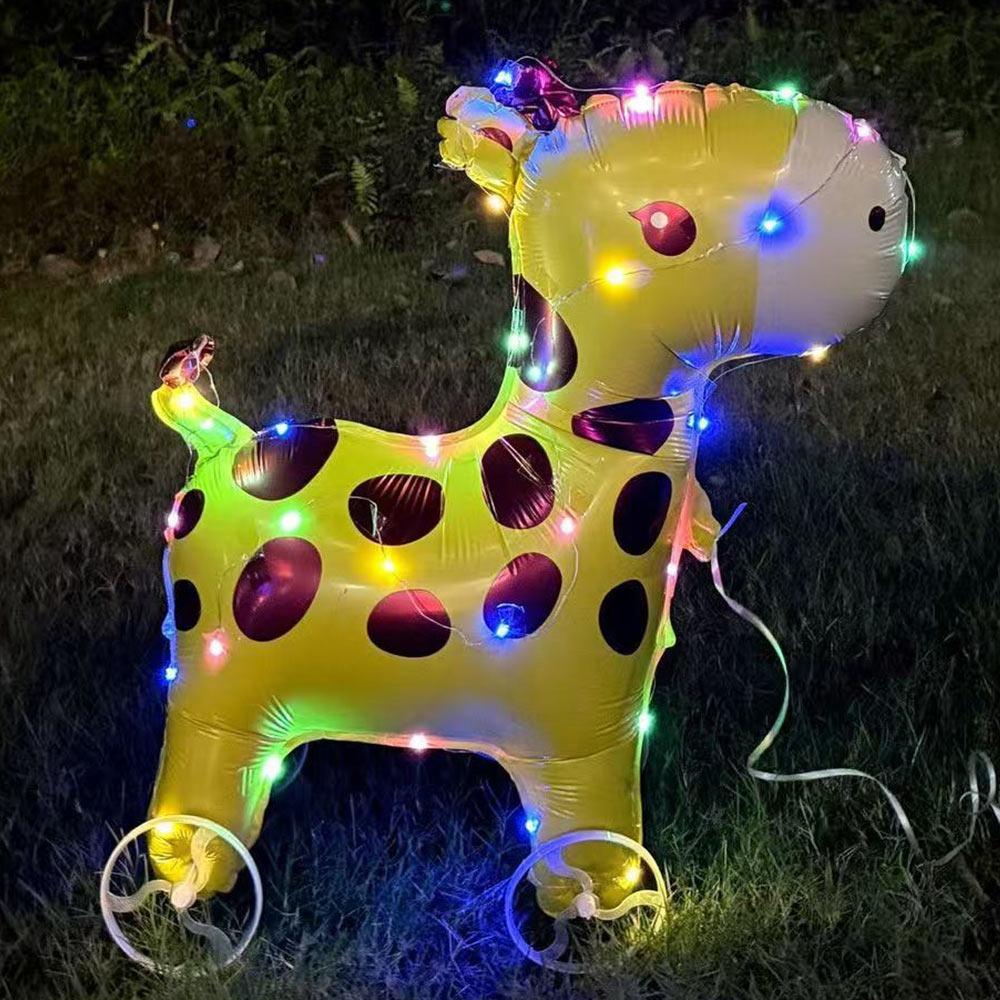 Mit Rädern Cartoon Tier Ballon Mit Licht 3D Ballon Tier Stofftier Kindergeschenk Yellow Giraffe
