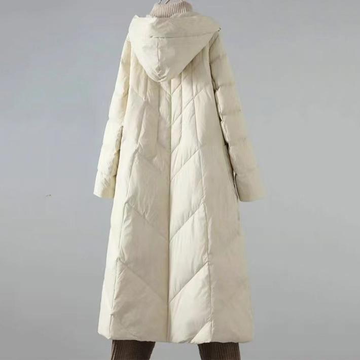 Winter Puffer Mantel Damen Langer Warmer Daunenmantel Hodoed Gepolsterter Mantel Damenjacke Weiblicher Lässiger Mantel XXXL beige