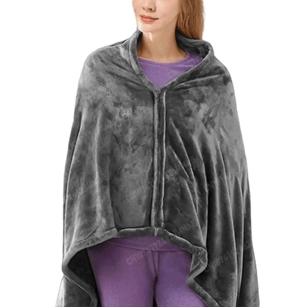 USB Elektrische Heizdecke 3 Heizstufen Fleece Heizdecke Tragbare Korallenvliesdecke Schnell Aufheizendes Umhang-Pad gray