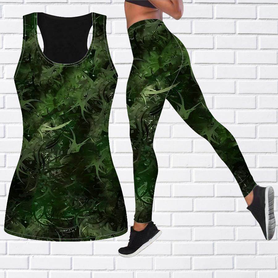 Yoga-Outfit mit Kristallgras-Aufdruck für Damen, modische Workout-Leggings, Fitness, Sport, lässige Yoga-Hose 6XL grün