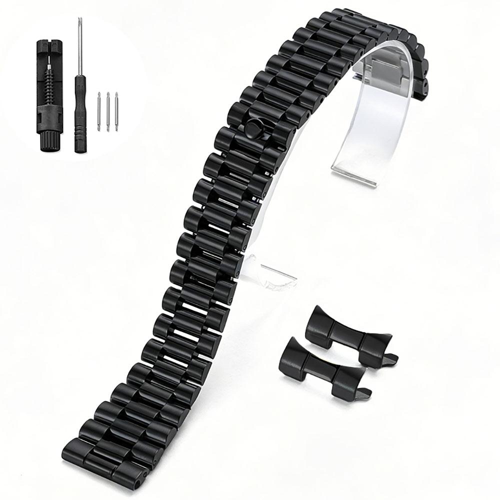 20mm 21mm 22mm Luxus Massives Uhrenarmband 304L Edelstahl Faltschließe Armband für Rolex Herren Damen Uhrenzubehör 22mm schwarz