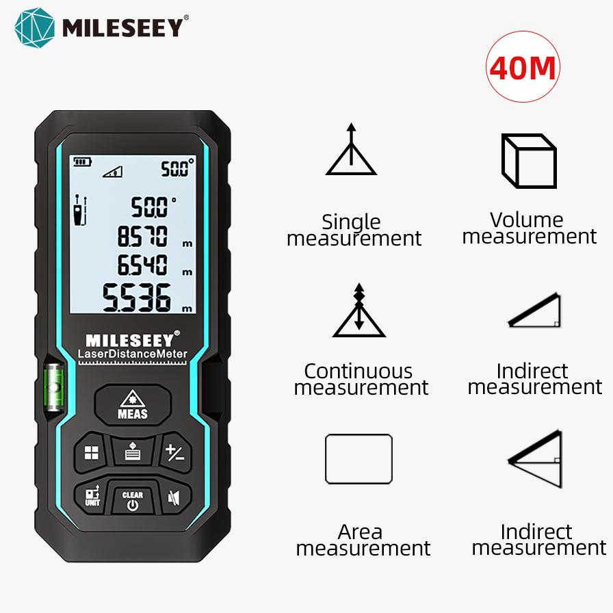 MILESEEY S6 Laser-Maßband 40M 60M 80M 100M Laser-Entfernungsmesser IP54 Elektronisches Lineal Nützliches Messwerkzeug 40m