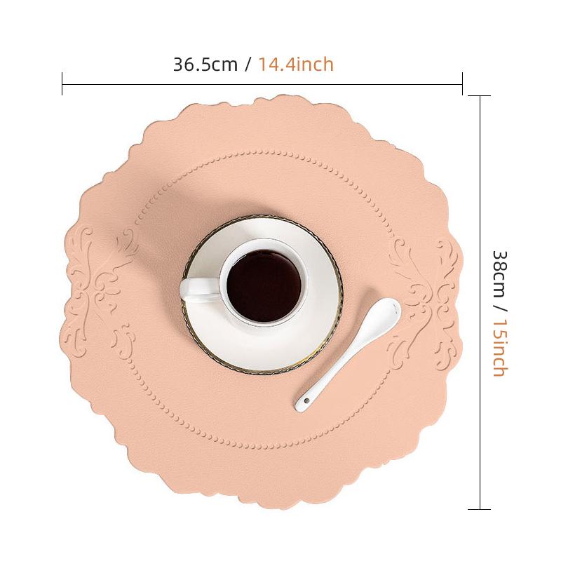 Tischset aus Leder, Esstischmatte, Untersetzer, individuelle Tischdecke, Teller, Tassen, Teller, Geschirr, Pad, modernes nordisches Küchenzubehör rosa