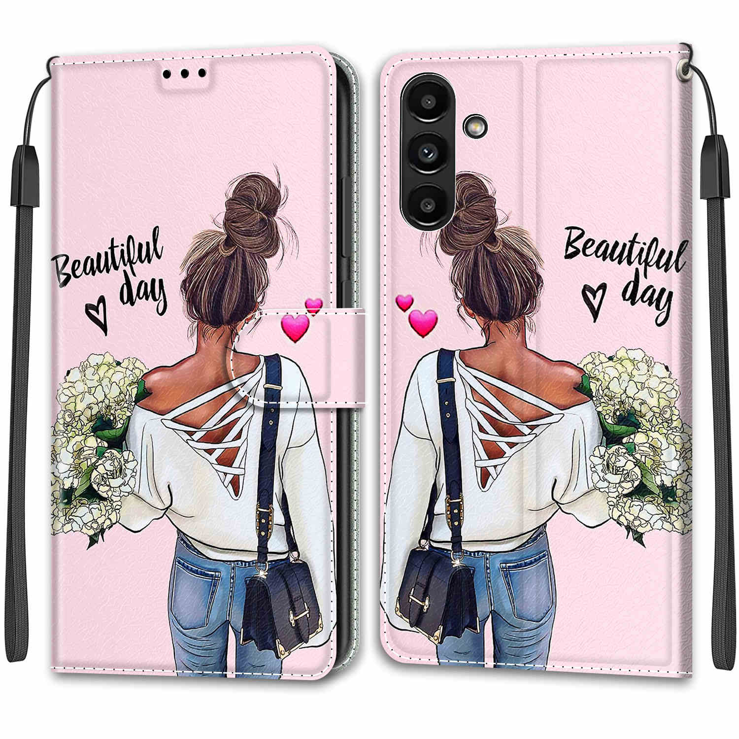 Luxuriöse, bemalte Ledertasche im Brieftaschen-Stil, Schutzhülle für Samsung Galaxy A36 A26 A16 A55 A35 A25 A24 A15 A05 A54 A14 A04S Samsung A51 A71 A40 Samsung Galaxy A03 Core