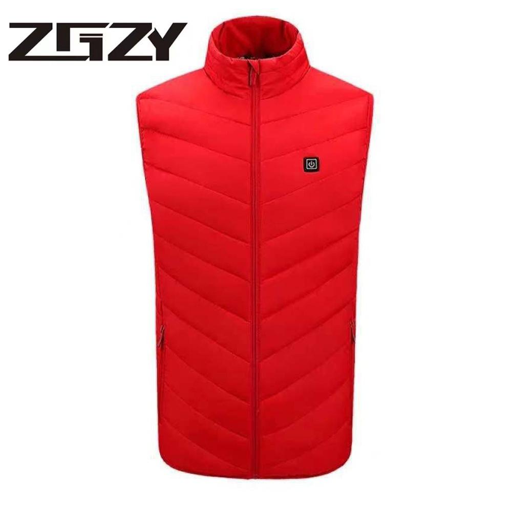 Heizung Bereiche Smart Beheizte Weste Jacke USB Männer Winter Elektrische Beheizte Ärmellose Jacke Outdoor Angeln Jagd Weste Wanderweste 8XL rot