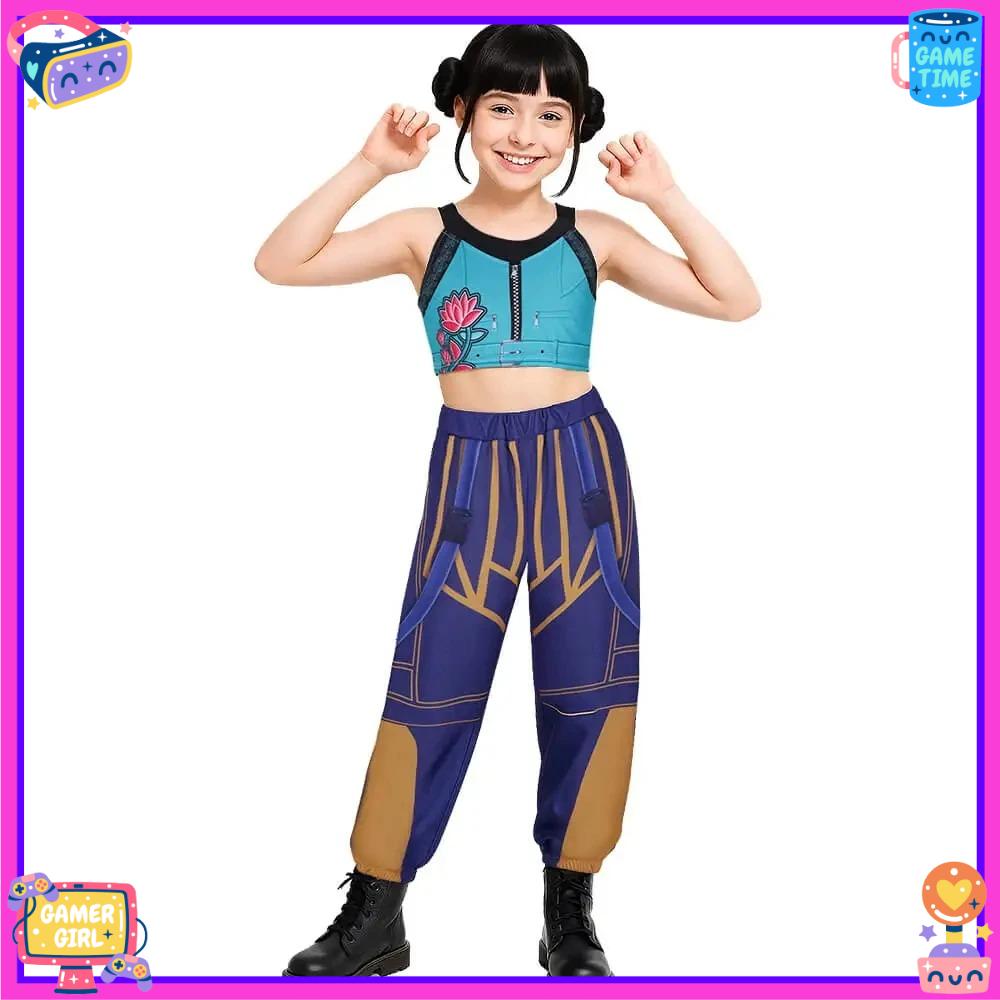 Anime Kinder Mädchen Rollenspiel Cosplay Kostüme Zoey Komplettes Kostüm Set für K-Pop Halloween Karneval Party Anzüge Kleidung Outfit 120 beige