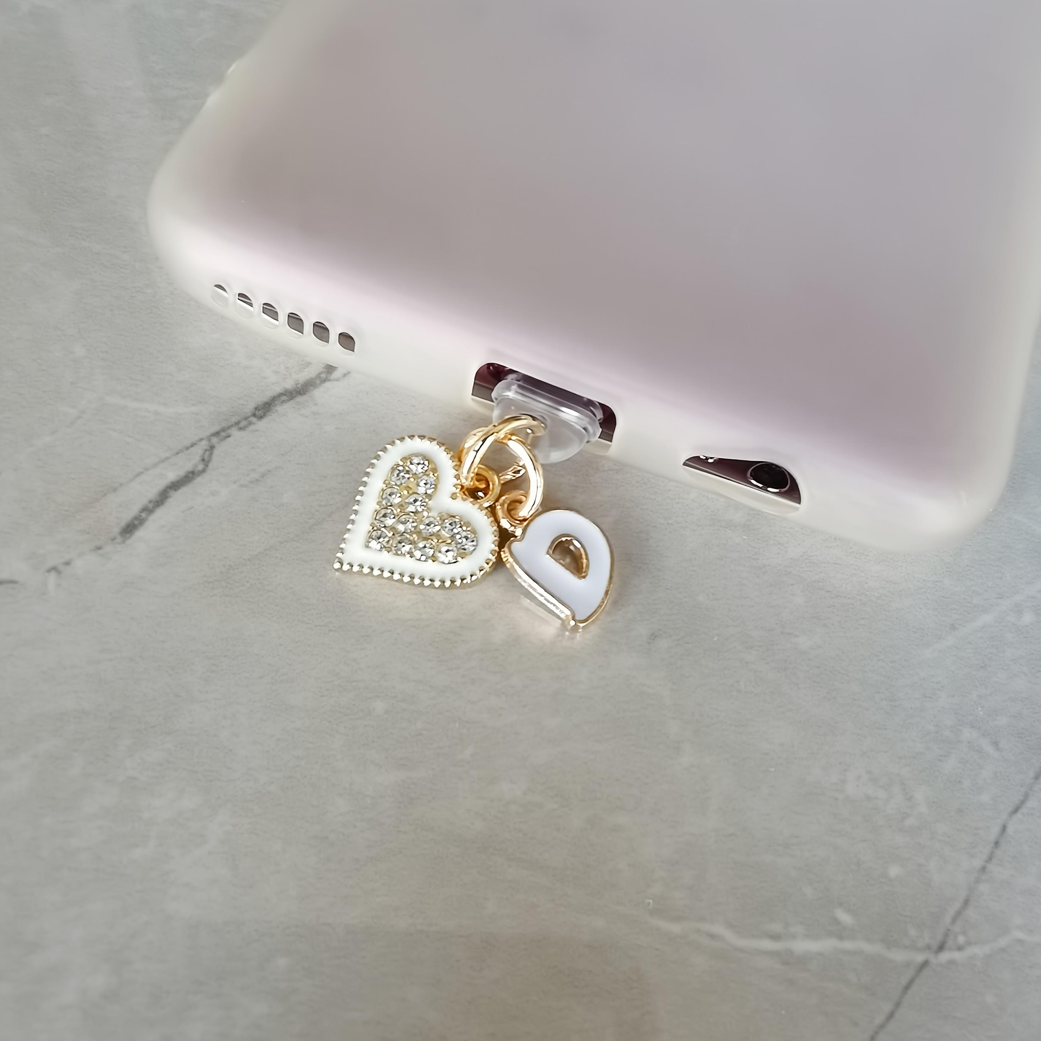 Leichter Luxus Funkelnder Diamant Buchstaben Herz Handy Staubschutzstecker Schnittstellenschutz Dekorative Hängeornament For iPhone5-14