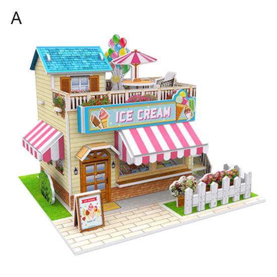 Dreidimensionale 3D-Modell-Puzzles, handgefertigte DIY-Häuser, Bausteine, Kinderspielzeug A