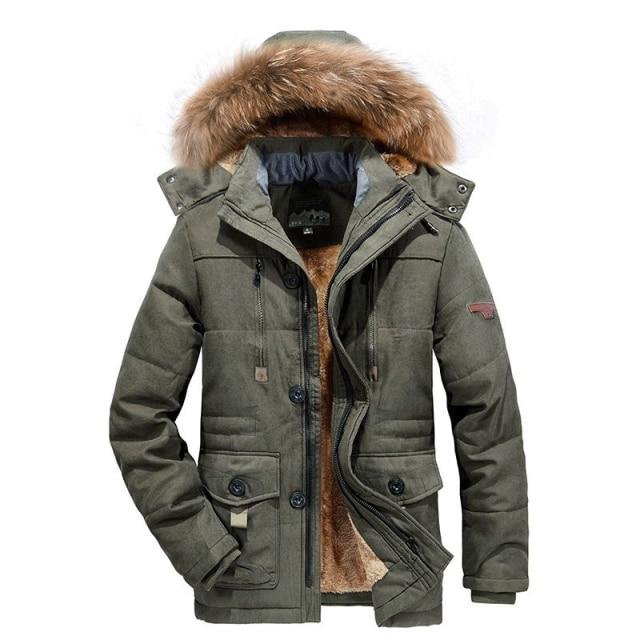 Herren Freizeitjacke Herrenmode Winterparkas Pelz Trenchcoat Dicker Mantel Winddichte beheizte Jacken Baumwolle Warme Mäntel Männer M grün