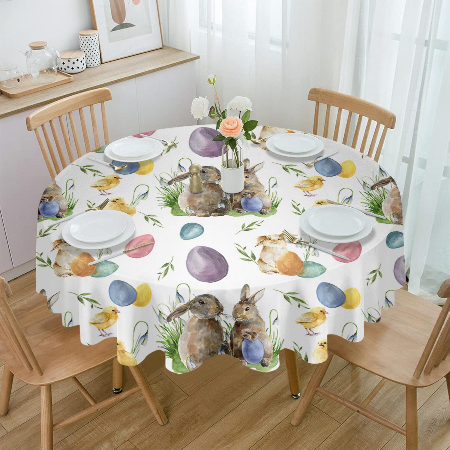 Frühling Ostern Ei Kaninchen Runde Tisch Tuch Festival Esszimmer Wasserdichte Tischdecke Tisch Abdeckung Für Hochzeit Party Decor 4pcs 33x48 Table mat