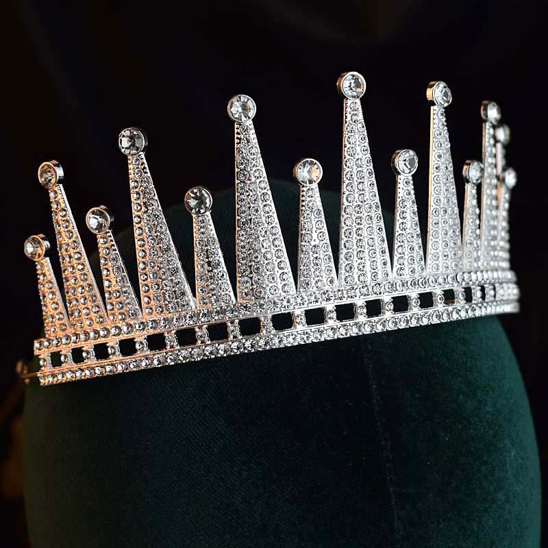 Braut Kristall Königin Krone Hochzeit Haarschmuck Hochzeitskleid Abendkleid Geburtstagskrone Performance Auszeichnung Haarkrone white
