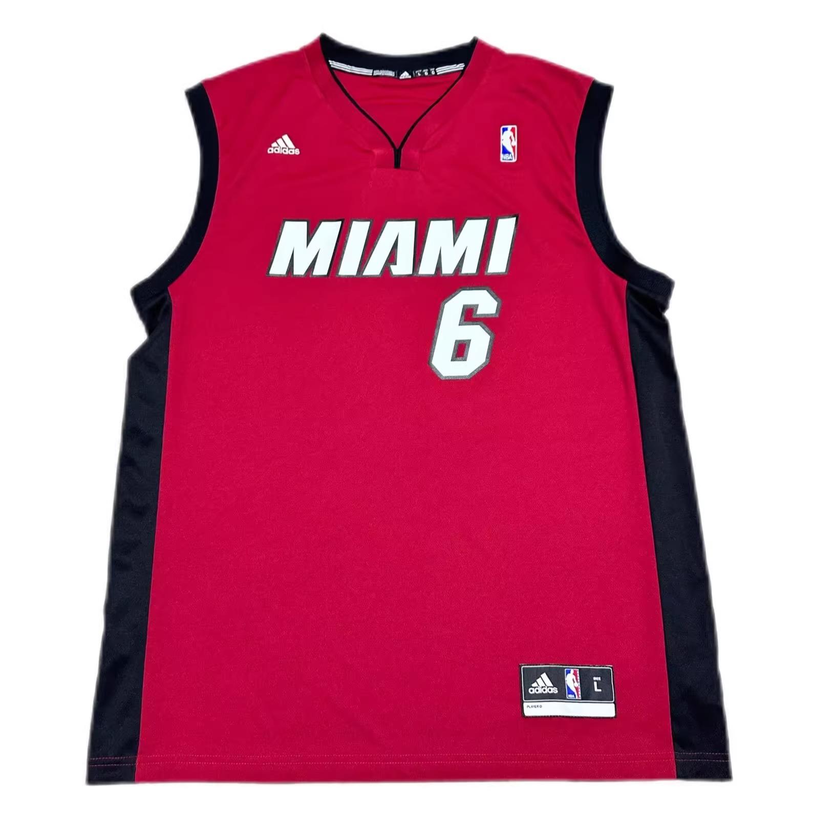 Adidas X NBA Kollaboration Miami Heat LeBron James #6 REP Bedruckter Pullover V-Ausschnitt Sportlich Bequem Basketball Trikot Unisex Trikot 7818A-3B6-AEB1382 2XL
