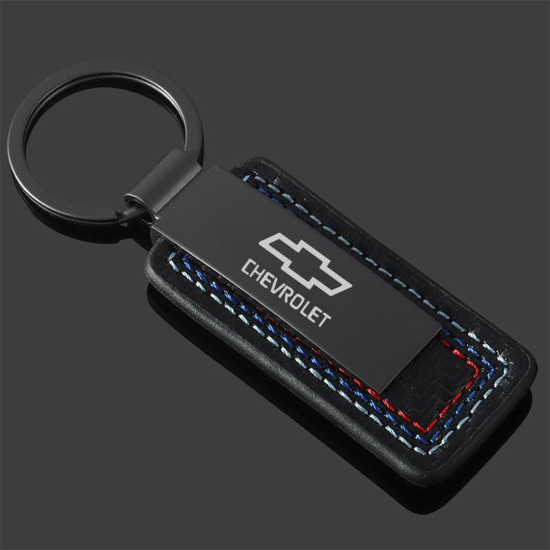 für Chevrolet Hochwertige Metall-Leder Schlüsselanhänger Schlüsselanhänger Auto Schlüsselanhänger Blazer IMPALA Cobalt ORLANDO SILVERADO SUBURBAN TRAX BOLT black
