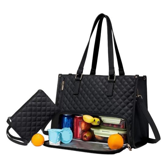 3-in-1 Tragetasche Rucksack Lunchtasche Damen Isoliert Lunch-Tragetasche 15,6-Zoll-Laptopfach Lunchbeutel für Arbeit Reise schwarz
