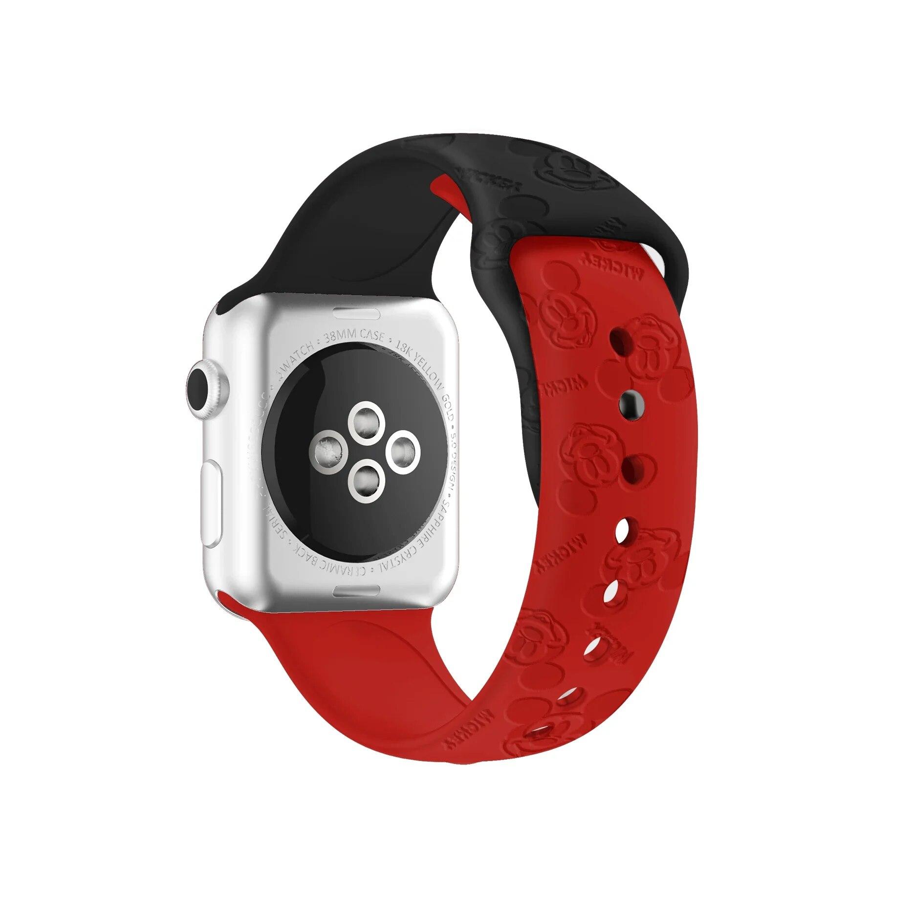 Silikonarmband mit Gravur für Apple Watch Series 9 41 mm 45 Ultra 2 49 mm Damenarmband für iWatch 8 7 4 5 6 se 42 mm 44 mm 38 mm 40 mm Armband 45mm schwarz/rot