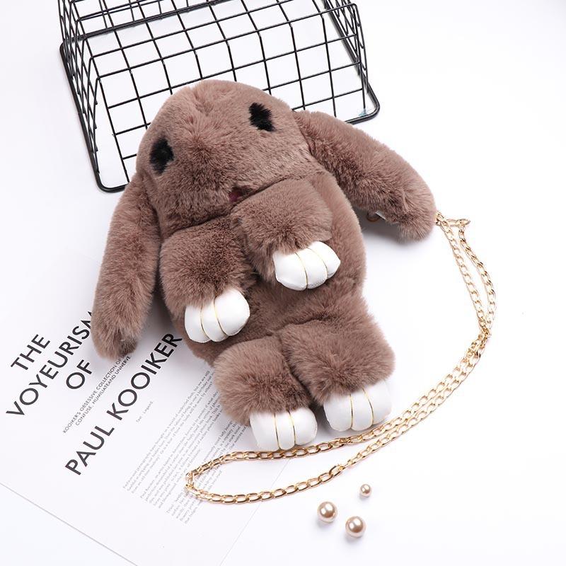 Play Dead Rabbit Tasche süße Kaninchen Imitation Rex Kaninchen Fell Tasche Plüsch Kaninchen Tasche Kette Kaninchen Tasche Crossbody Kette Damen Tasche