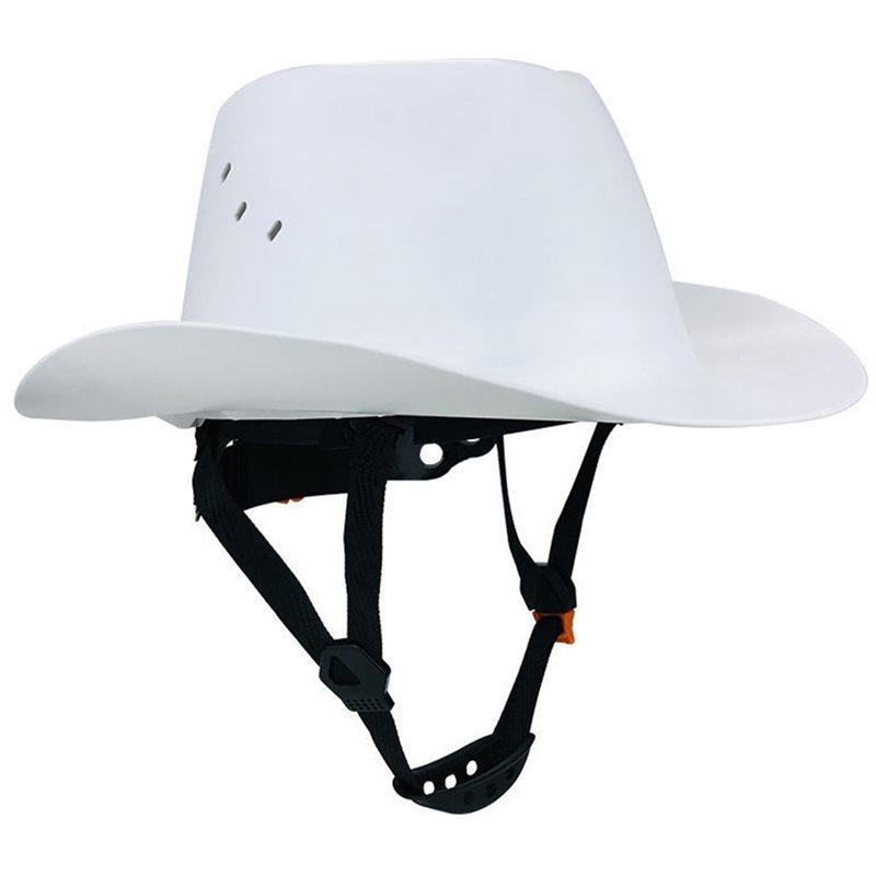 Cowboy-Schutzhelm mit Belüftungsloch HDPE Vollrand-Schutzhelm für Bauarbeiten im Freien Eisenbahn-Rettungsarbeiten Kappe weiß