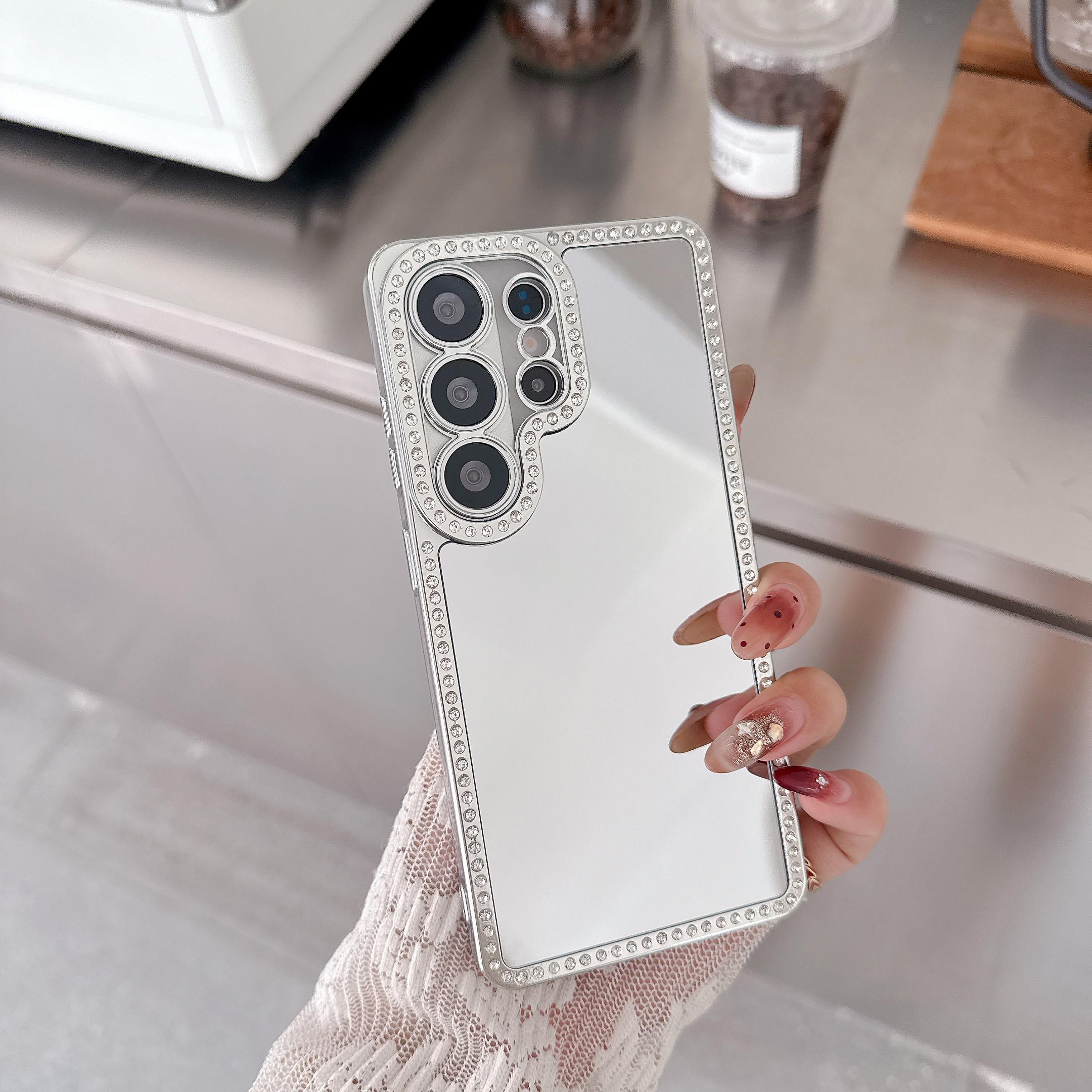 Diamant Schminkspiegel Handyhülle Für Samsung Galaxy S26 S25 S24 S23 Ultra Plus Kameraschutz Stoßfest Galvanisiertes Cover Galaxy S23