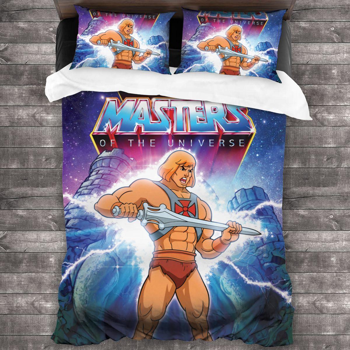 He Man und die Masters of the Universe Bettwäsche-Set für Einzelbetten, 3-teilig, Bettdecken-Set, Colcha Casal, Bettlaken US Twin(172x218cm)